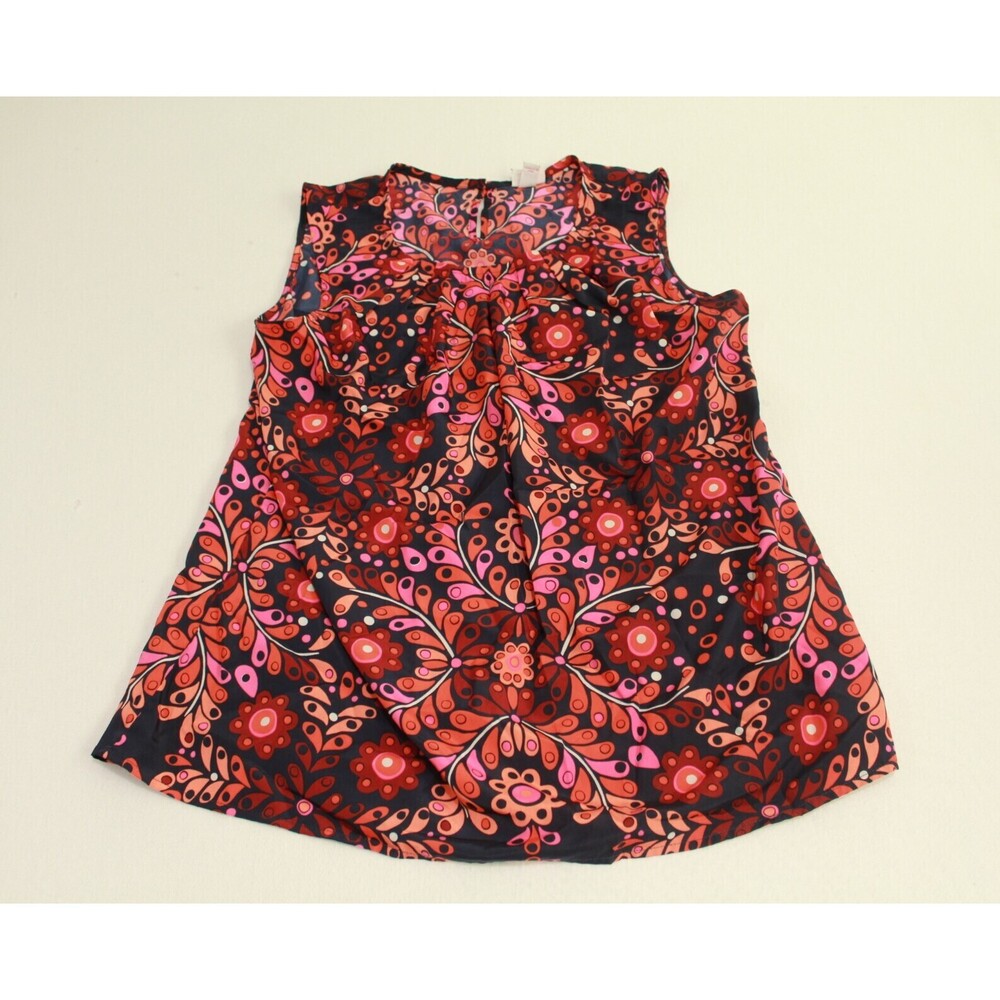 Merona Women Black Top Floral Design Casual Size Large - Picture 1 of 6